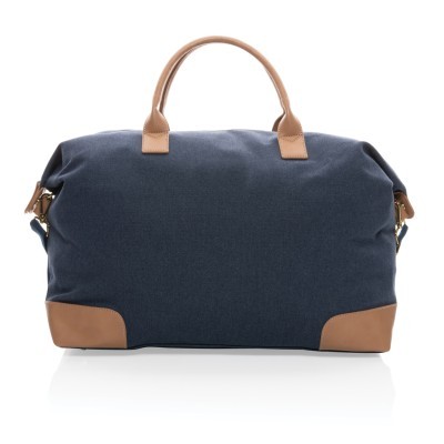 Bolsa fin de semana reciclada con asa y detalles marrones
